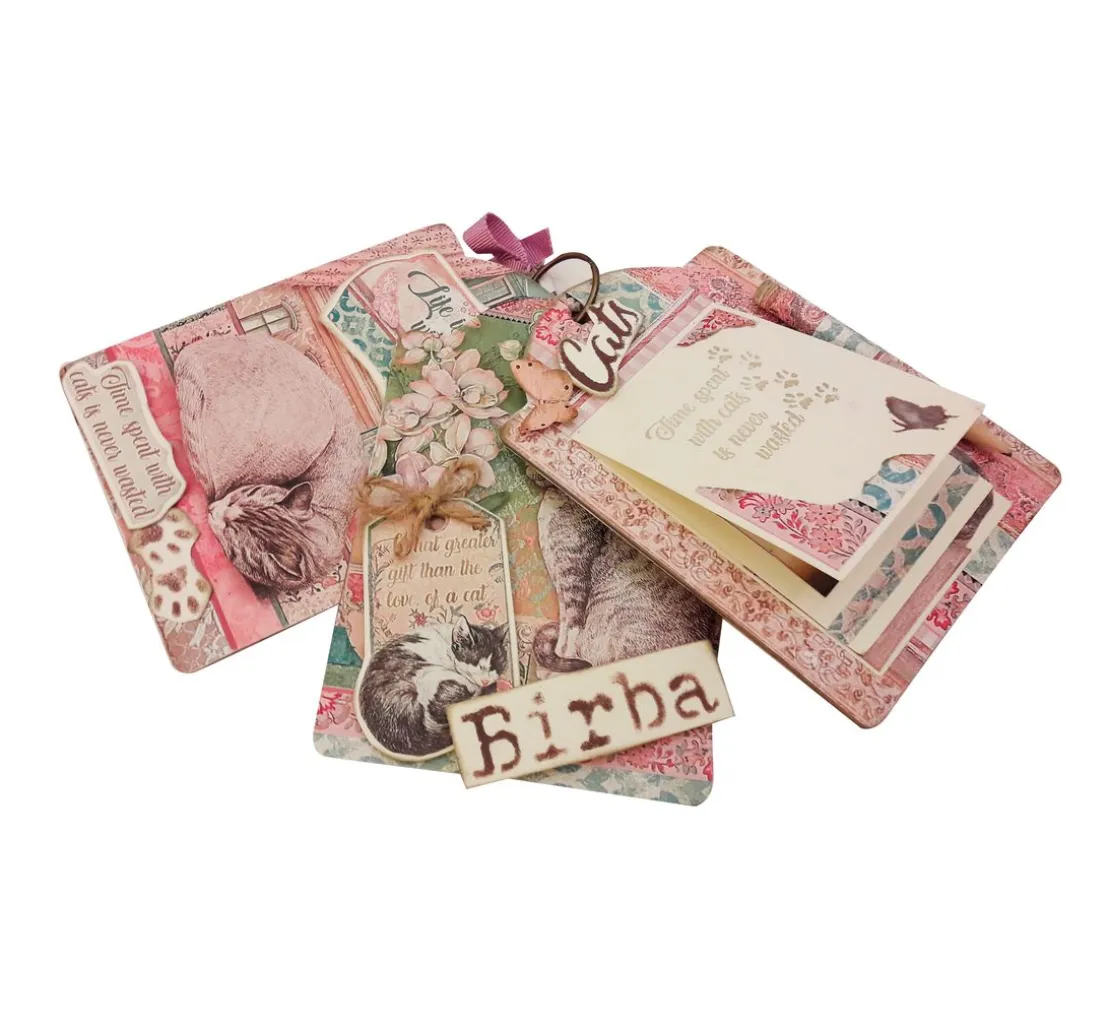 Scrapbook-Block "Katze und Orchidee"