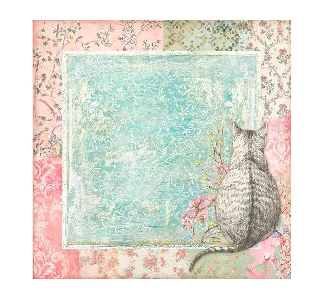 Scrapbook-Block "Katze und Orchidee"