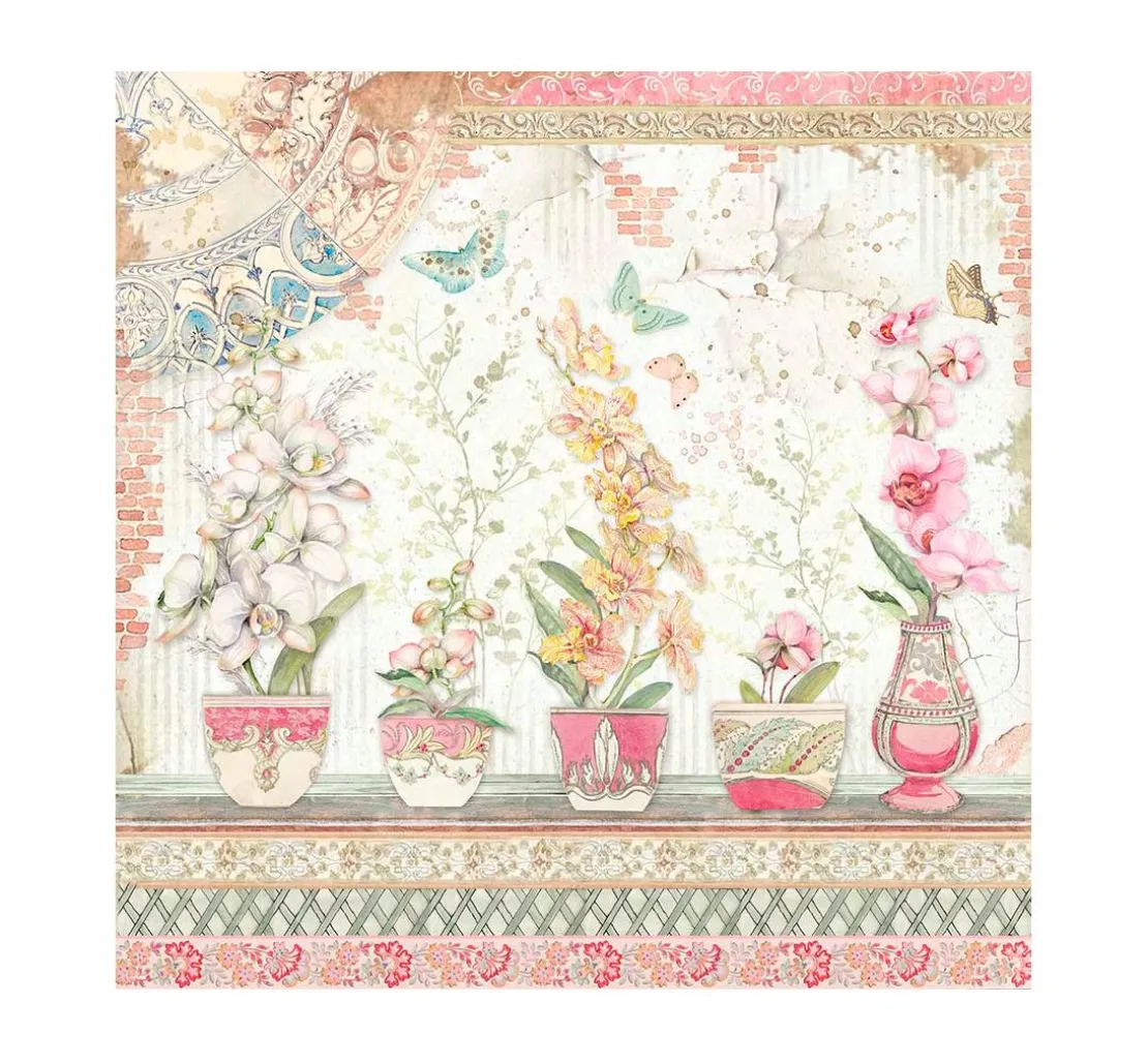 Scrapbook-Block "Katze und Orchidee"