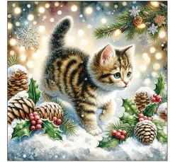 Serviette "Cute Cat In The Snow"