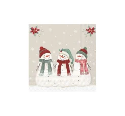 Serviette "Drei Schneemänner"