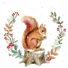 Serviette "Eichhörnchen und Herbstkranz"