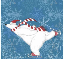 Serviette "Eisbär auf Schlittschuhen"
