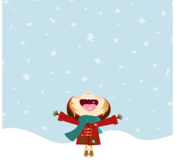 Serviette "Fröhliches Mädchen im Schnee"