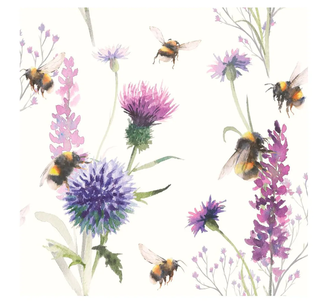 Serviette "Hummeln und Blumen"