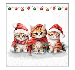 Serviette "Lustige Weihnachtskätzchen"