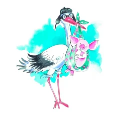 Serviette "Piggy new Baby, blue"