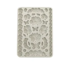 Silikon Gießform "Shabby Rose - Roses & Butterfly"