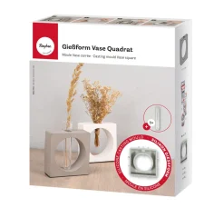 Silikon Gießform "Vase Quadrat mit Kreis"