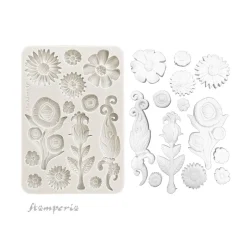 Silikonform A5 "Furry Friends - Flowers"