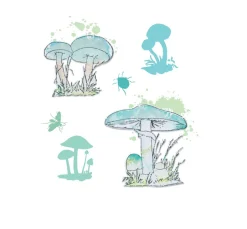 Sizzix Framelits Stanzschablone und Clear Stamps "Painted Pencil Mushrooms"