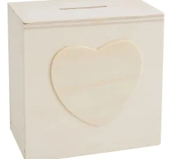 Spardose "Würfel mit Herz", Sperrholz