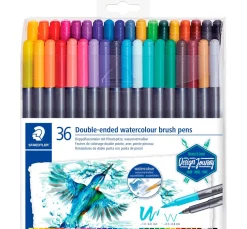 STAEDTLER Doppelfasermaler mit Pinselspitze, 36 Stück