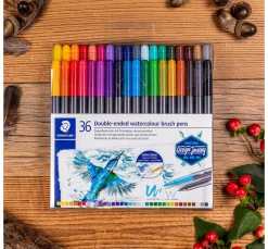 STAEDTLER Doppelfasermaler mit Pinselspitze, 36 Stück