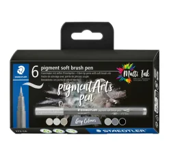 STAEDTLER Pigment soft brush pen "Greys", 6er-Set