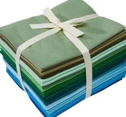 Stoffpaket Patchy Uni "Blau-Grün-Oliv-Grau", 17 Zuschnitte