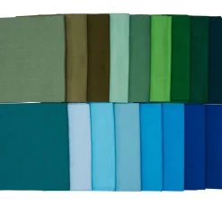 Stoffpaket Patchy Uni "Blau-Grün-Oliv-Grau", 17 Zuschnitte