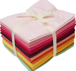 Stoffpaket Patchy Uni "Rosa-Rot-Orange-Gelb", 17 Zuschnitte