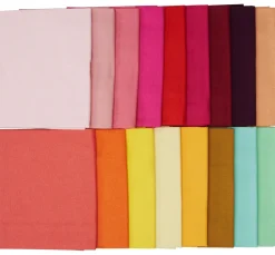 Stoffpaket Patchy Uni "Rosa-Rot-Orange-Gelb", 17 Zuschnitte