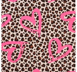Sweat-Stoff Neon Print "Leopard mit Herz"