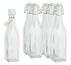 VBS Glasflasche mit Bügelverschluß "Eckig", 500ml, 6 Stück