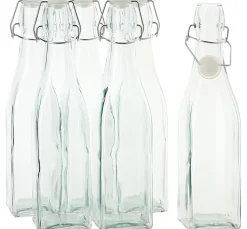VBS Glasflasche mit Bügelverschluß "Eckig", 500ml, 6 Stück
