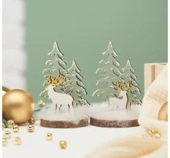 VBS Holzsteckmotiv auf Rindenscheibe, 2er-Set