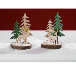 VBS Holzsteckmotiv auf Rindenscheibe, 2er-Set