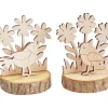 VBS Holzsteckmotiv auf Rindenscheiben "Vögel und Blumen"