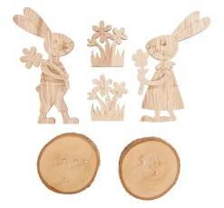 VBS Holz-Steckmotive auf Rindenscheibe "Hase Bugs und Bea"