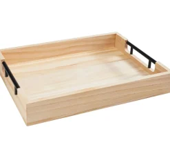 VBS Holz-Tablett "Rustika" mit Metallgriffen