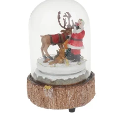 VBS Miniatur Glasglocke "Weihnachten im Wald", mit LED Beleuchtung und Musik