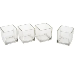 VBS Teelichtgläser "Cube", 4 Stück