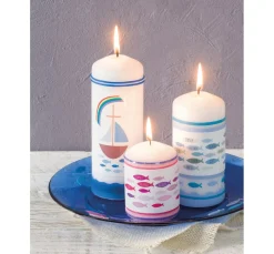 Wachsmotiv "Segelboot mit Regenbogen"