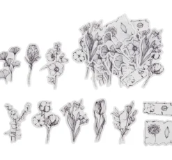 Washi Sticker "Blumen Schwarz/Weiß"