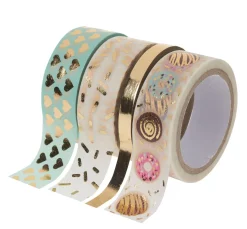 Washi Tape Set "Hot Foil", Mint/Gold