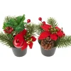 Weihnachtsarrangement mit Tanne im Topf, 2 Stück