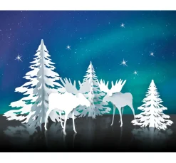 Winterliche Papierszenerie "Elche"