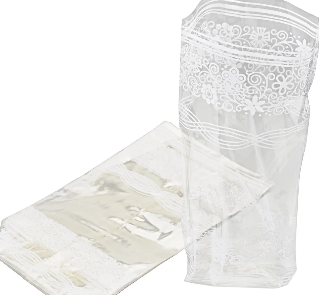 Zellglas-Beutel mit weißem Spitzendruck, 10 Stück