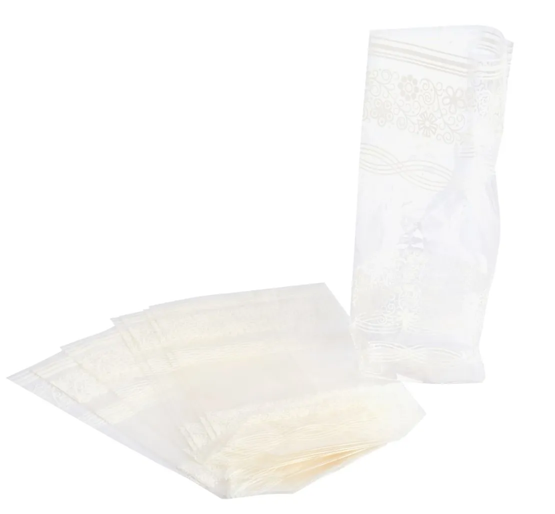 Zellglas-Beutel mit weißem Spitzendruck, 10 Stück