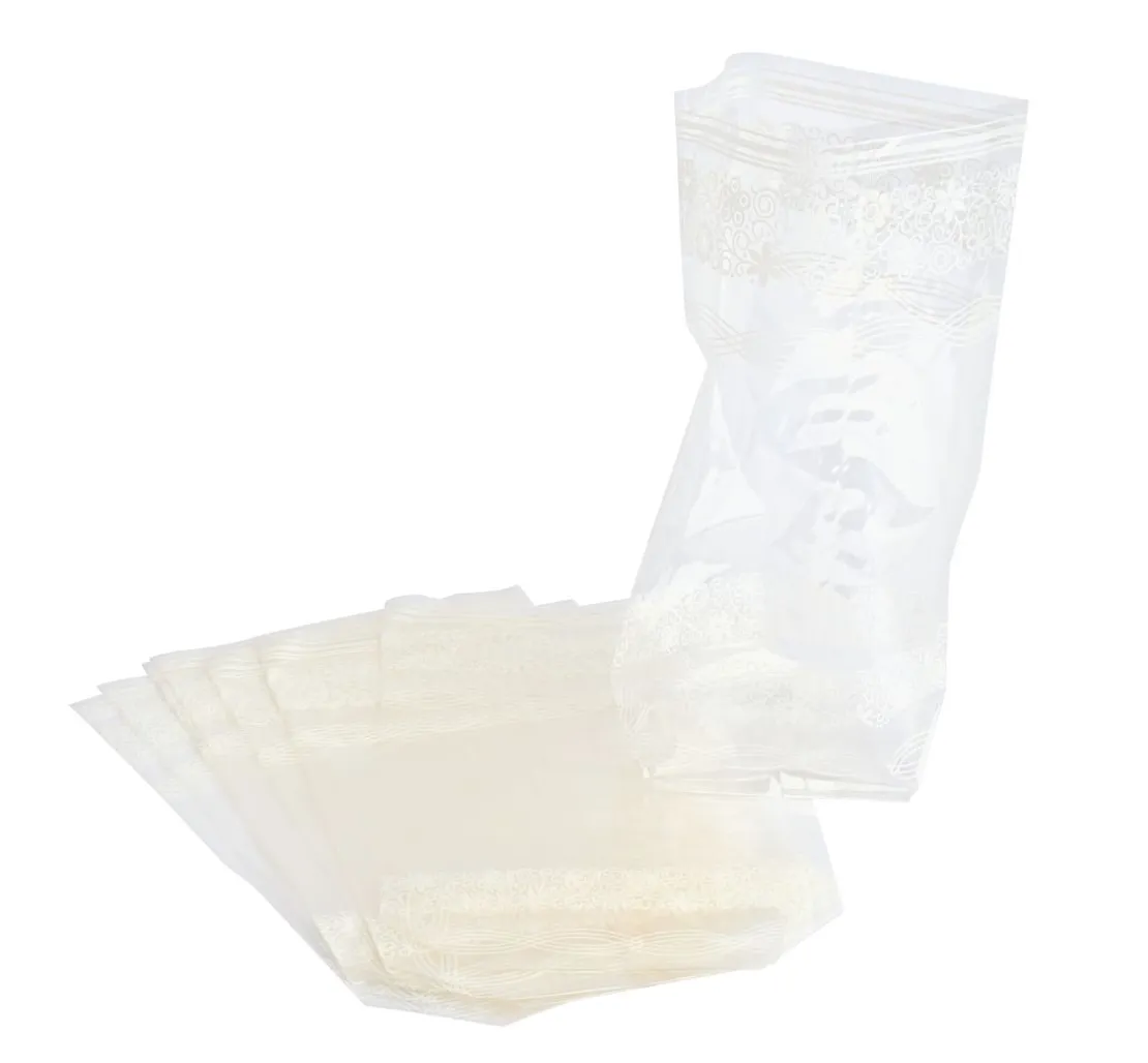 Zellglas-Beutel mit weißem Spitzendruck, 10 Stück